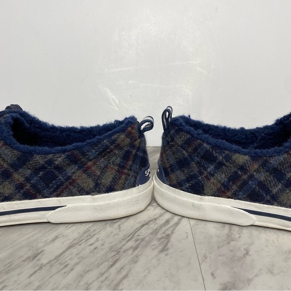 New! Sperry Pier Wave Blue Plaid Slip On Sneaker 9 - Picture 8 of 14